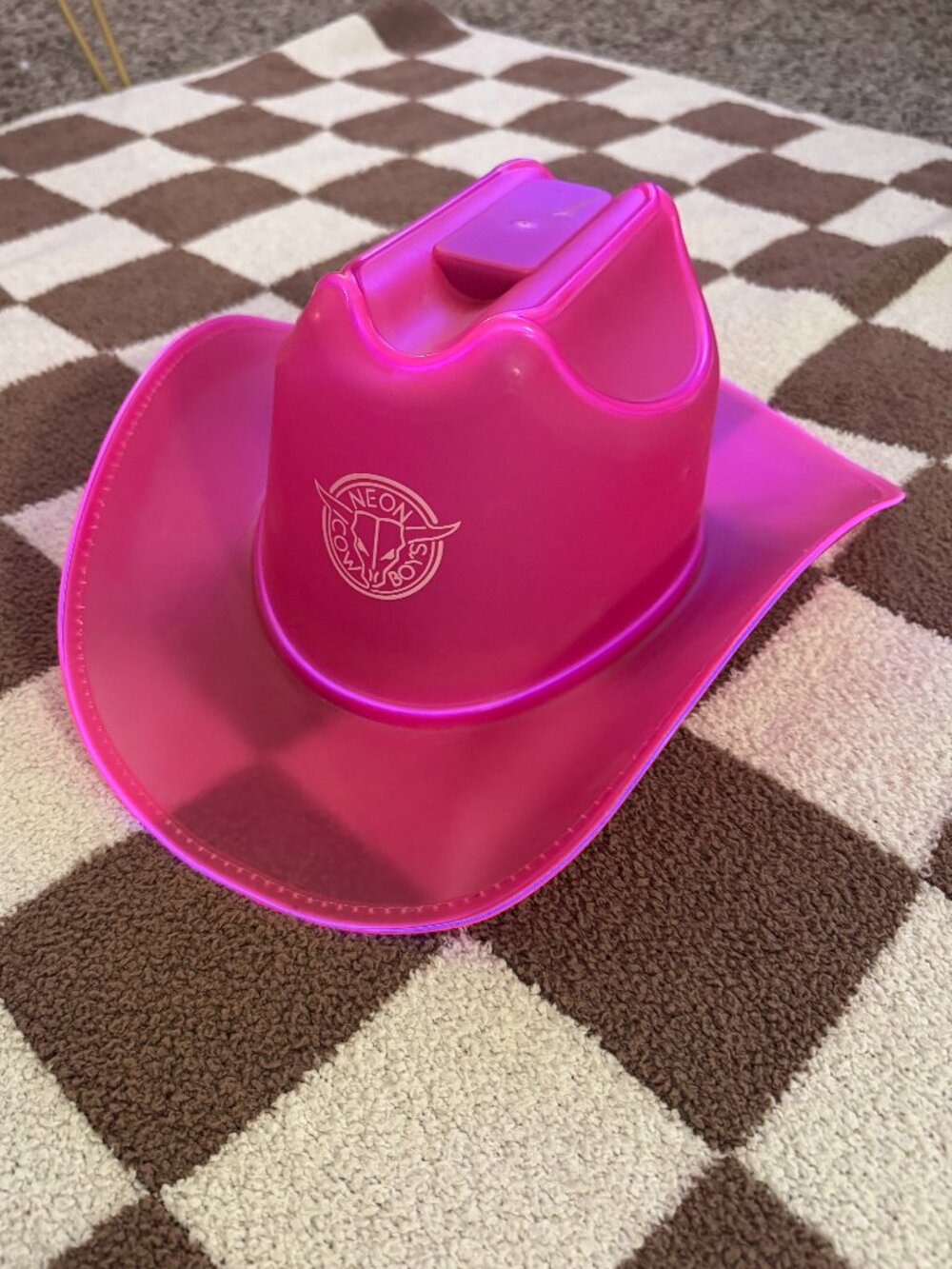 Pink Neon Cowboy Hat with string